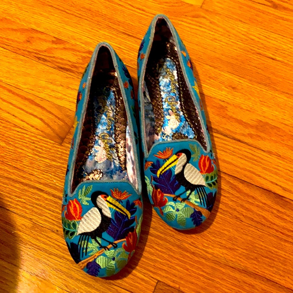 Irregular Choice Yes You Pelican embroidered flats